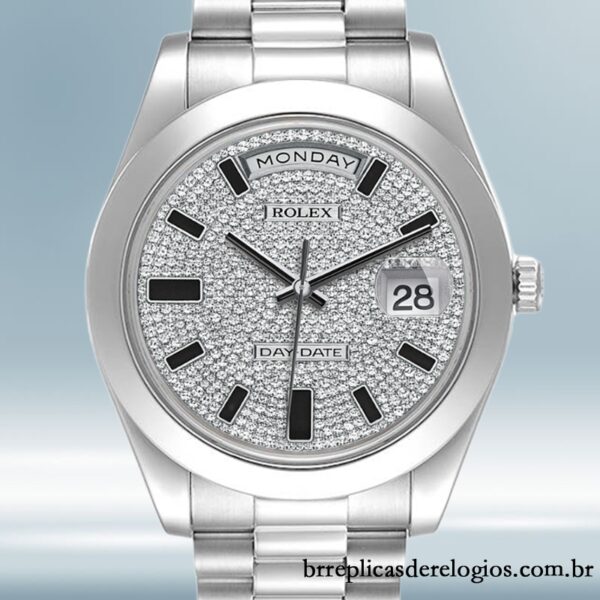 Rolex Day-Date 218206 masculino 41mm Tom prata