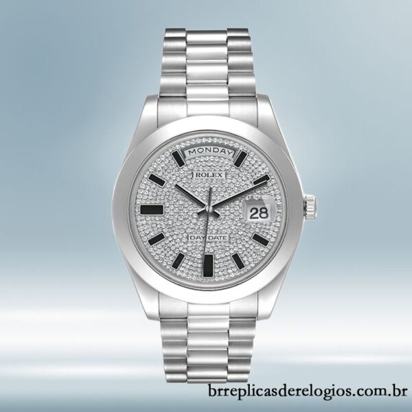 Rolex Day-Date 218206 masculino 41mm Tom prata - Image 2