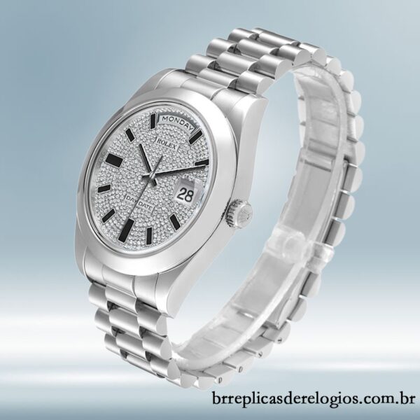 Rolex Day-Date 218206 masculino 41mm Tom prata - Image 3
