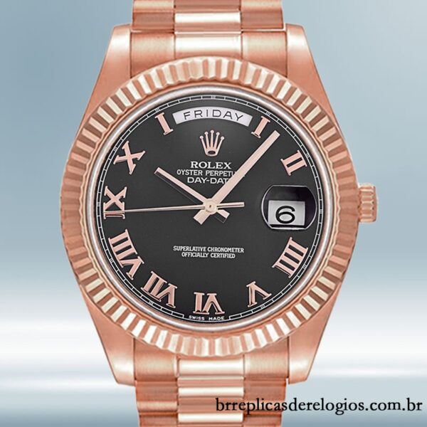 Rolex Day-Date masculino 41mm 218235 mostrador preto Automático