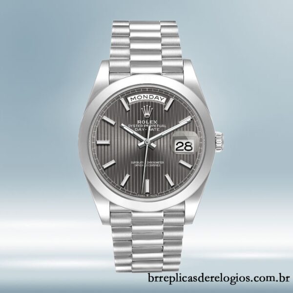 Rolex Day-Date 40mm m228206-0011 masculino Tom prata - Imagem 2