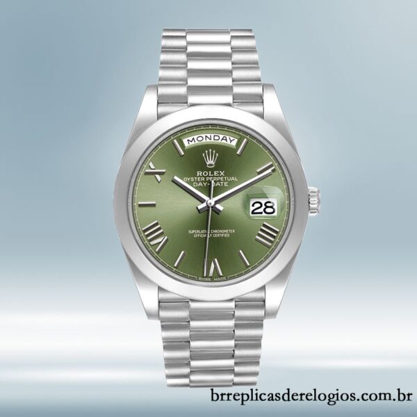 Rolex Day-Date masculino m228206-0027 40mm Tom prata - Imagem 2
