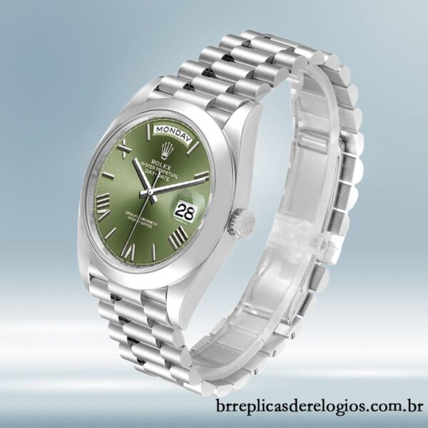 Rolex Day-Date masculino m228206-0027 40mm Tom prata - Imagem 3