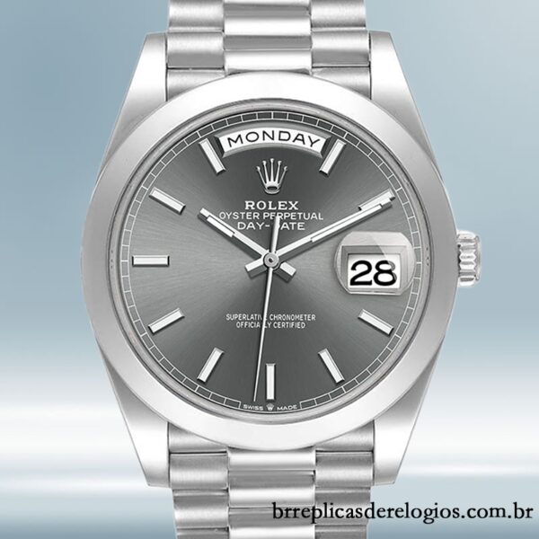Rolex Day-Date m228206-0045 masculino 40mm Tom prata