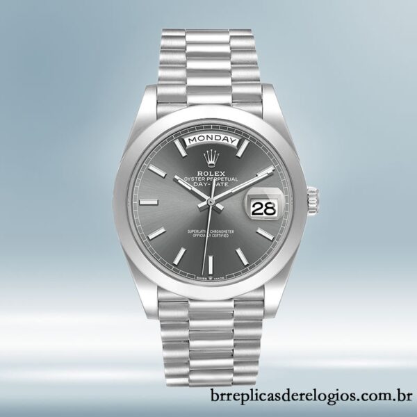 Rolex Day-Date m228206-0045 masculino 40mm Tom prata - Imagem 2