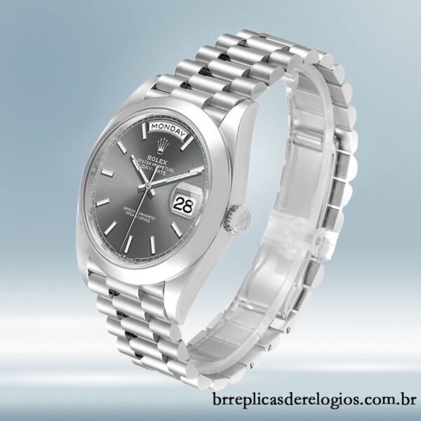 Rolex Day-Date m228206-0045 masculino 40mm Tom prata - Imagem 3