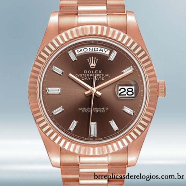 Rolex Day-Date masculino m228235-0003 40mm pulseira do presidente Mostrador Marrom