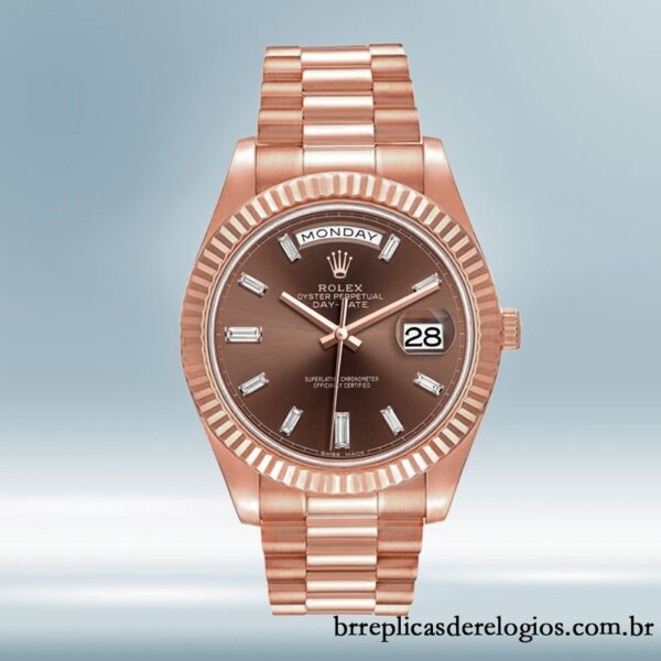 Rolex Day-Date masculino m228235-0003 40mm pulseira do presidente Mostrador Marrom - Imagem 2