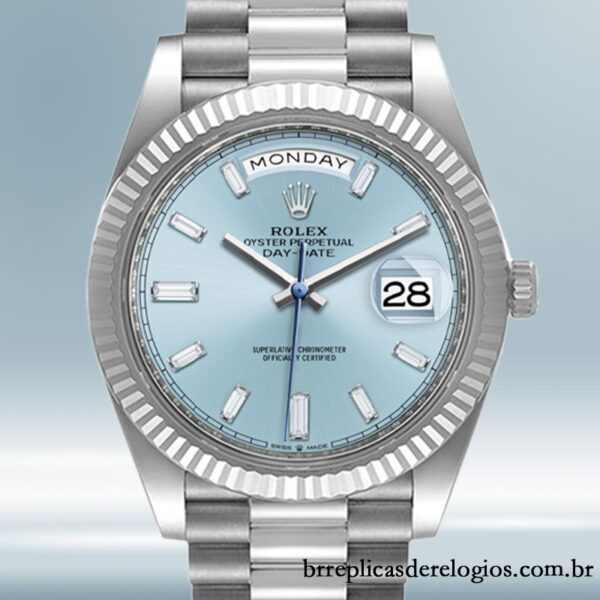Rolex Day-Date 40mm m228236-0006 masculino Tom prata