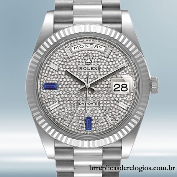 Rolex Day-Date m228236-0009 40mm masculino Automático Mostrador Pavimentado em Diamante