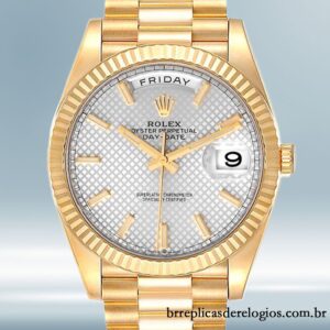 Rolex Day-Date masculino 40mm 228238 Mostrador com listras prateadas