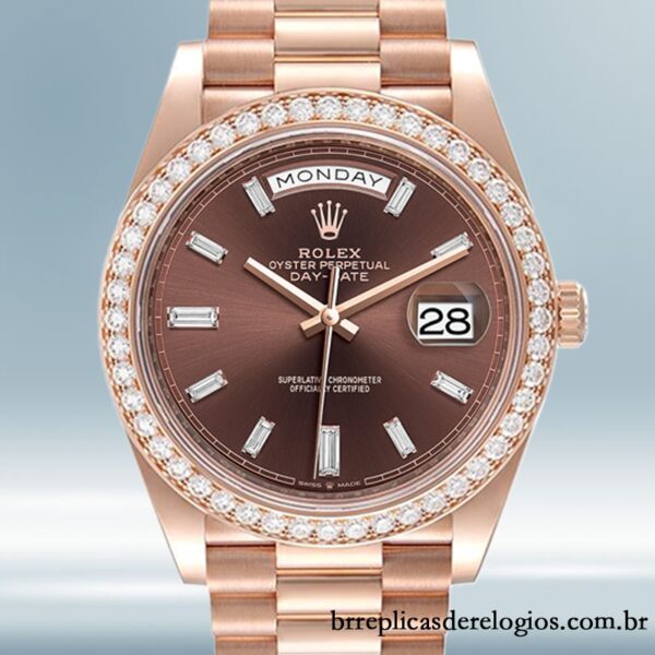 Rolex Day-Date 40mm m228345rbr-0006 masculino Rosa Dourado