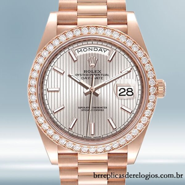 Rolex Day-Date masculino 40mm m228345rbr-0010 Mostrador Faixa de Poeira Solar