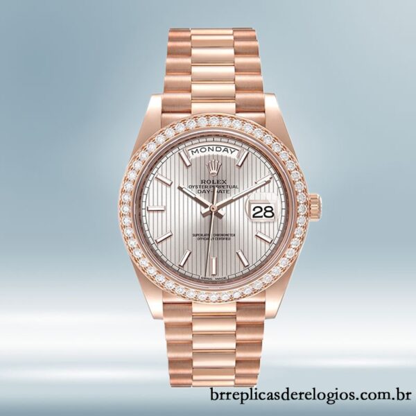 Rolex Day-Date masculino 40mm m228345rbr-0010 Mostrador Faixa de Poeira Solar - Imagem 2