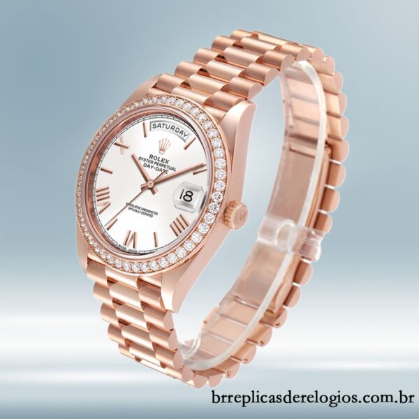 Rolex Day-Date masculino 40mm m228345rbr-0012 Rosa Dourado - Imagem 3