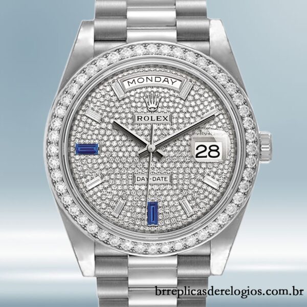 Rolex Day-Date masculino 40mm m228349rbr-0036 Mostrador Pavimentado em Diamante