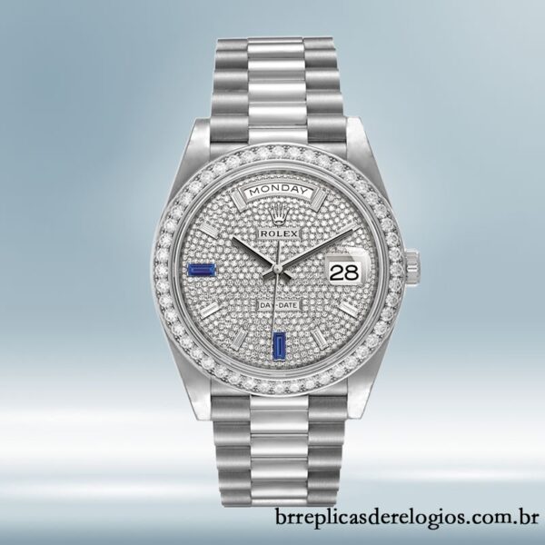 Rolex Day-Date masculino 40mm m228349rbr-0036 Mostrador Pavimentado em Diamante - Imagem 2