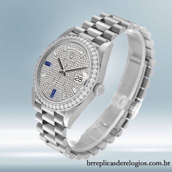 Rolex Day-Date masculino 40mm m228349rbr-0036 Mostrador Pavimentado em Diamante - Imagem 3