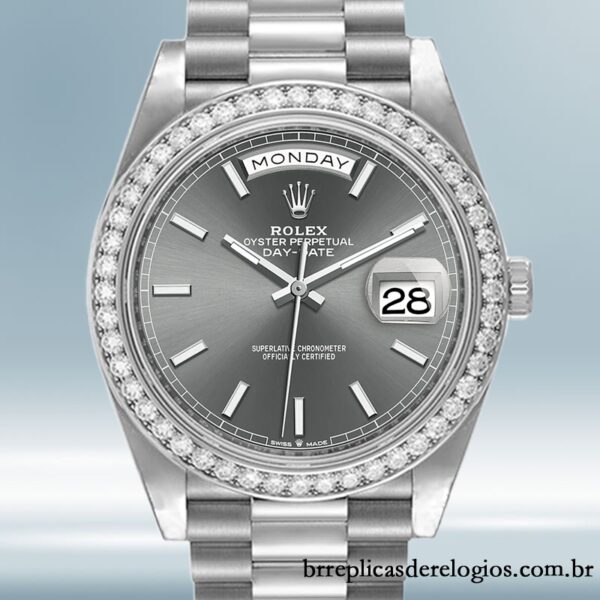 Rolex Day-Date m228349rbr-0041 masculino 40mm pulseira do presidente Mostrador cinza