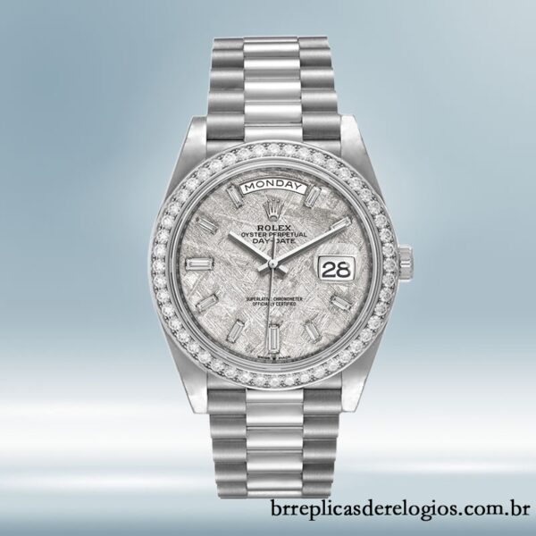 Rolex Day-Date masculino 40mm m228349rbr-0040 Tom prata pulseira do presidente - Image 2