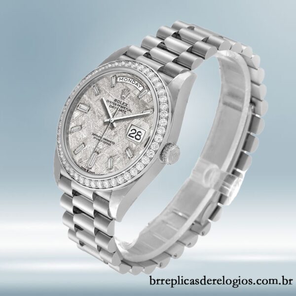 Rolex Day-Date masculino 40mm m228349rbr-0040 Tom prata pulseira do presidente - Image 3