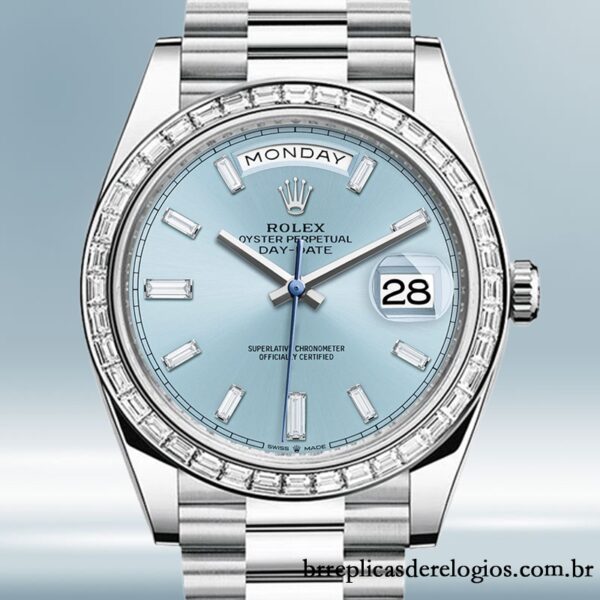 Rolex Day-Date masculino m228396tbr-0002 40mm mostrador azul pulseira do presidente