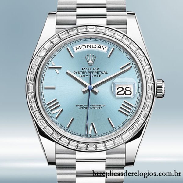 Rolex Day-Date masculino m228396tbr-0030 40mm mostrador azul