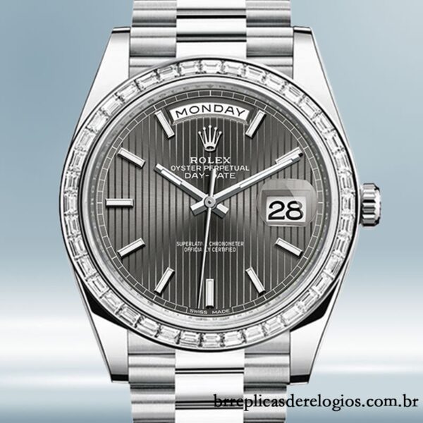 Rolex Day-Date masculino 40mm m228396tbr-0023 Automático Tom prata
