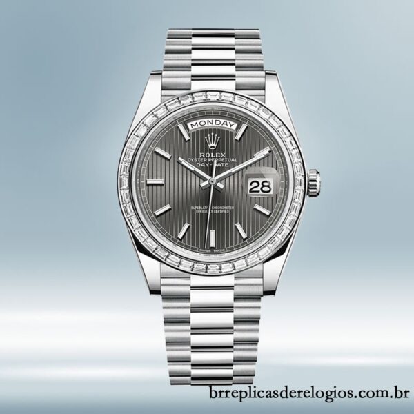 Rolex Day-Date masculino 40mm m228396tbr-0023 Automático Tom prata - Image 2