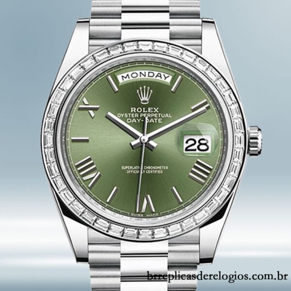 Rolex Day-Date masculino 40mm m228396tbr-0020 Automático Tom prata