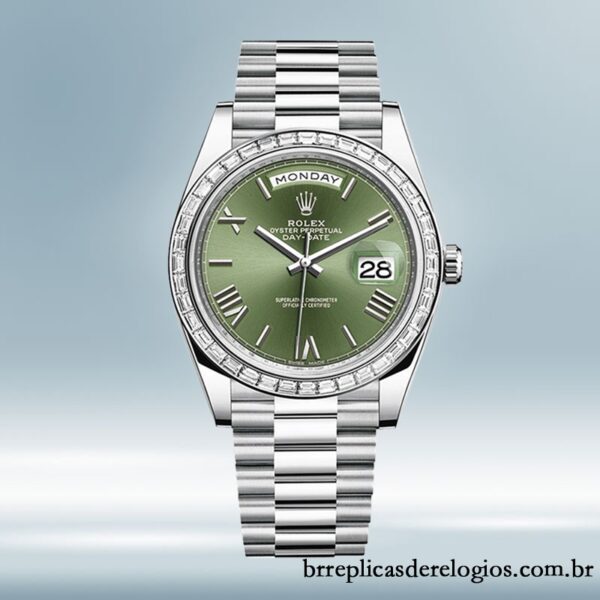 Rolex Day-Date masculino 40mm m228396tbr-0020 Automático Tom prata - Imagem 2
