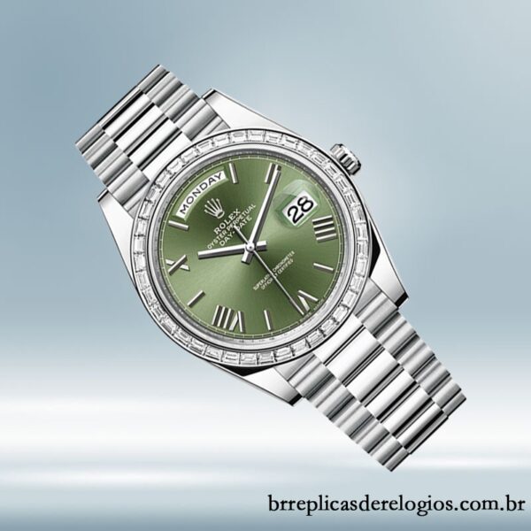Rolex Day-Date masculino 40mm m228396tbr-0020 Automático Tom prata - Imagem 3