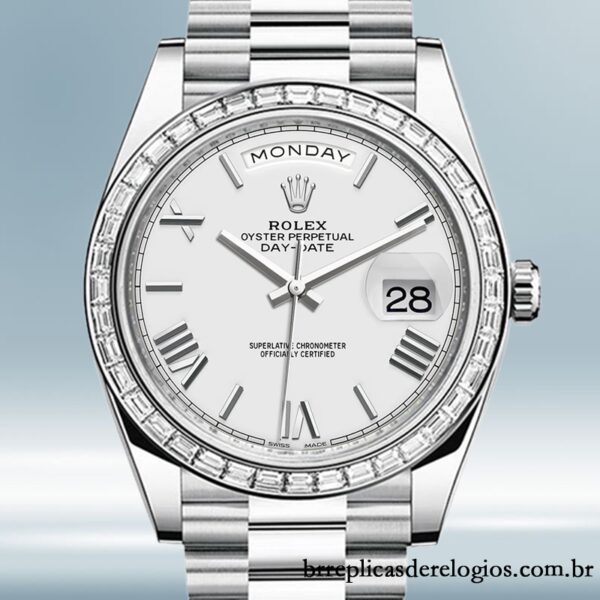 Rolex Day-Date 40mm masculino m228396tbr-0018 mostrador branco