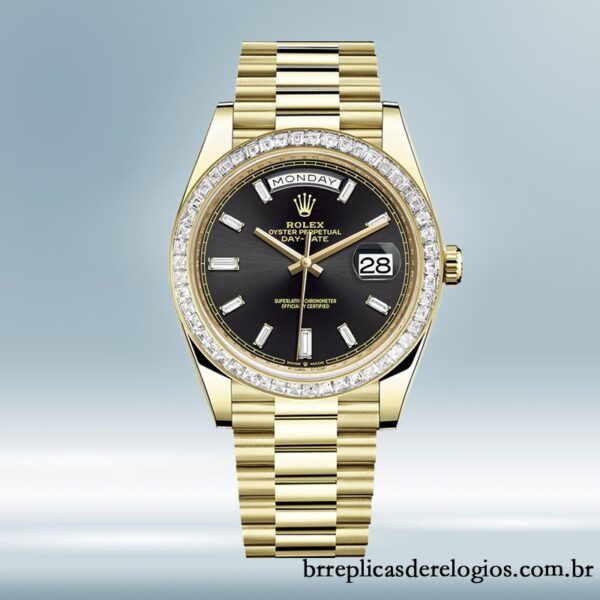 Rolex Day-Date 40mm masculino m228398tbr-0001 mostrador preto Tom de ouro - Imagem 2