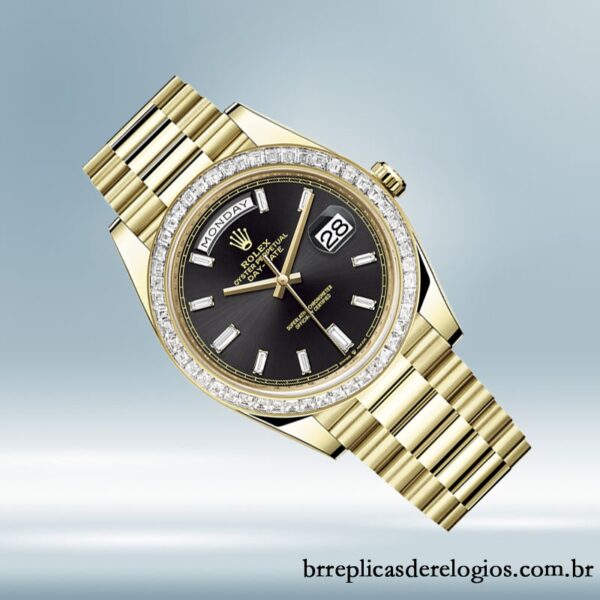 Rolex Day-Date 40mm masculino m228398tbr-0001 mostrador preto Tom de ouro - Imagem 3
