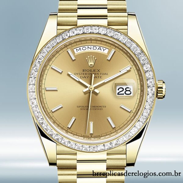 Rolex Day-Date 40mm masculino m228398tbr-0007 mostrador champanhe Automático