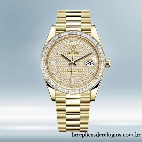 Rolex Day-Date 40mm masculino m228398tbr-0036 Tom de ouro - Imagem 2