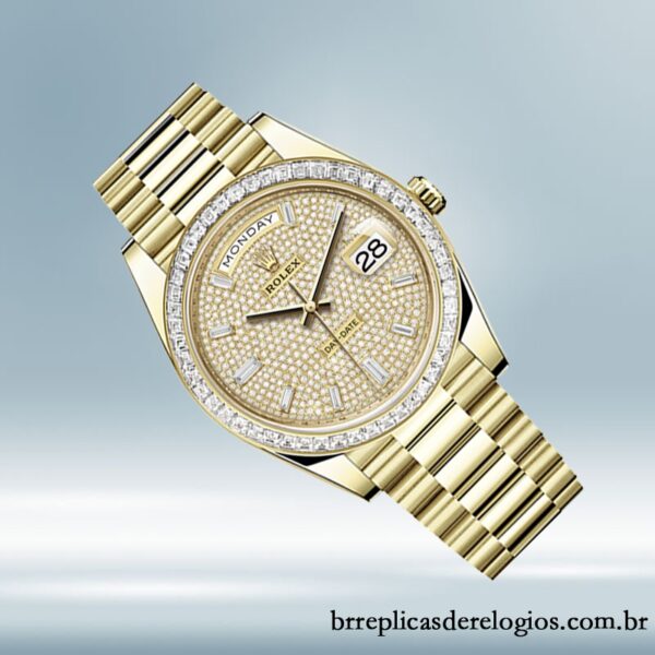 Rolex Day-Date 40mm masculino m228398tbr-0036 Tom de ouro - Imagem 3