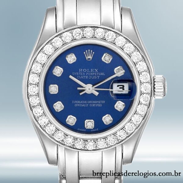 Rolex Pearlmaster 29mm Senhoras 80299-72949 Automático Tom prata