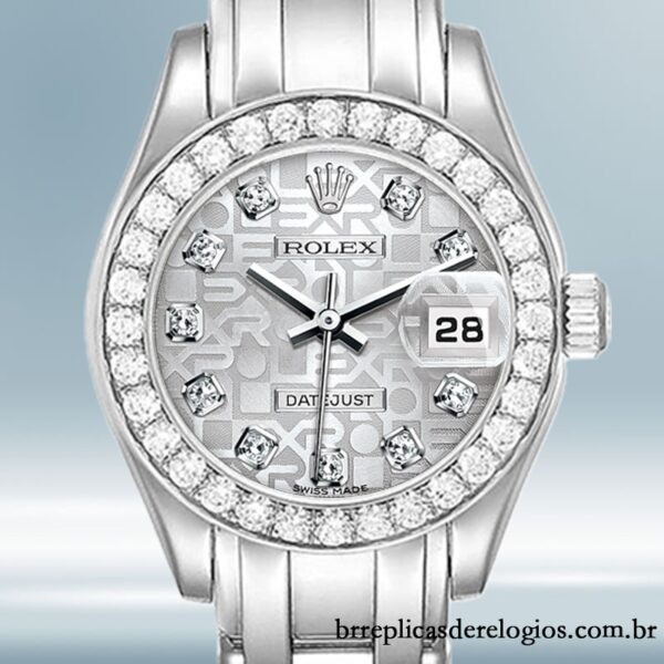 Rolex Pearlmaster 29mm Senhoras 80299-0073 Mostrador do Jubileu de Prata Tom prata