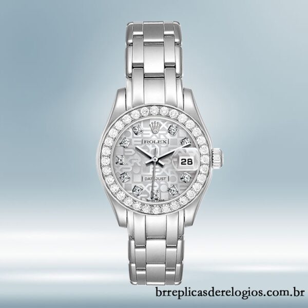 Rolex Pearlmaster 29mm Senhoras 80299-0073 Mostrador do Jubileu de Prata Tom prata - Imagem 2