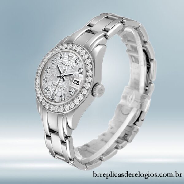Rolex Pearlmaster 29mm Senhoras 80299-0073 Mostrador do Jubileu de Prata Tom prata - Imagem 3