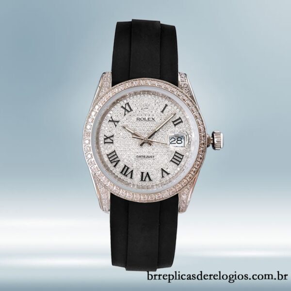 Rolex Datejust masculino 40mm 116200 Elástico de borracha Mostrador Pavimentado em Diamante - Image 2