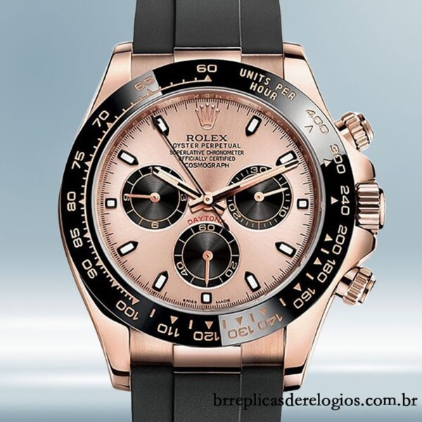 Rolex Daytona masculino m116515ln-0018 40mm Mostrador de ouro rosa Elástico de borracha