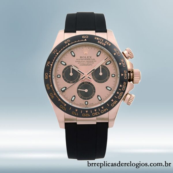 Rolex Daytona masculino m116515ln-0018 40mm Mostrador de ouro rosa Elástico de borracha - Image 2