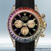 Rolex Daytona 116598 40mm masculino mostrador preto Elástico de borracha