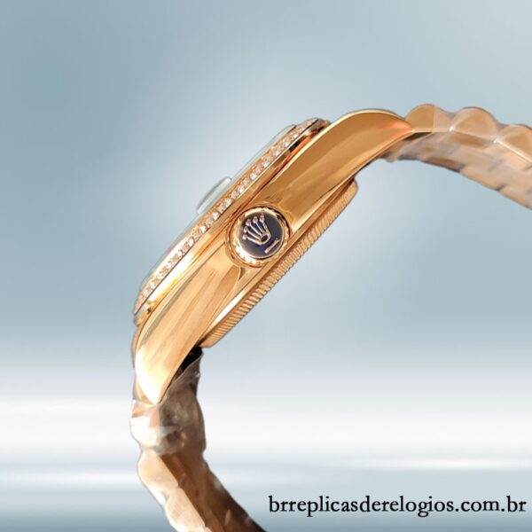 Rolex Day-Date 36mm masculino 128345 Mostrador de ouro rosa pulseira do presidente - Imagem 3