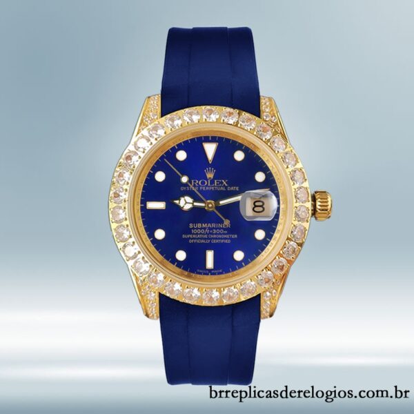 Rolex Submariner 16613 40mm masculino mostrador azul Tom de ouro - Imagem 2