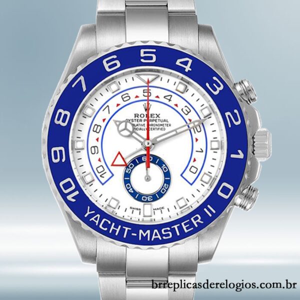 Rolex Yacht-master Ii masculino m116680-0002 44mm mostrador branco Pulseira